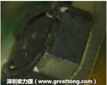 使用銀(Ag)鍍層的電源電感器(Power Inductors)，經(jīng)過推力測試后，零件端點上已經(jīng)看不到任何鍍層的痕跡了，所以其耐推力就比較小。