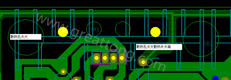 PCB設(shè)計(jì)中，散熱孔散熱片設(shè)計(jì)不當(dāng)，造成很多電源板斷裂