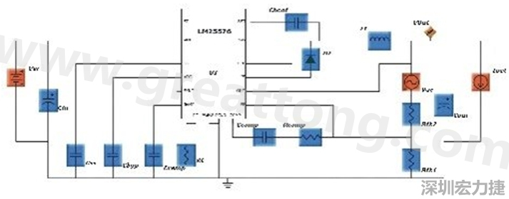 參考圖1的電流通路：把FET在導(dǎo)通狀態(tài)下流經(jīng)的通路標(biāo)記為紅色；把FET在關(guān)斷狀態(tài)下的迴路標(biāo)記為綠色。